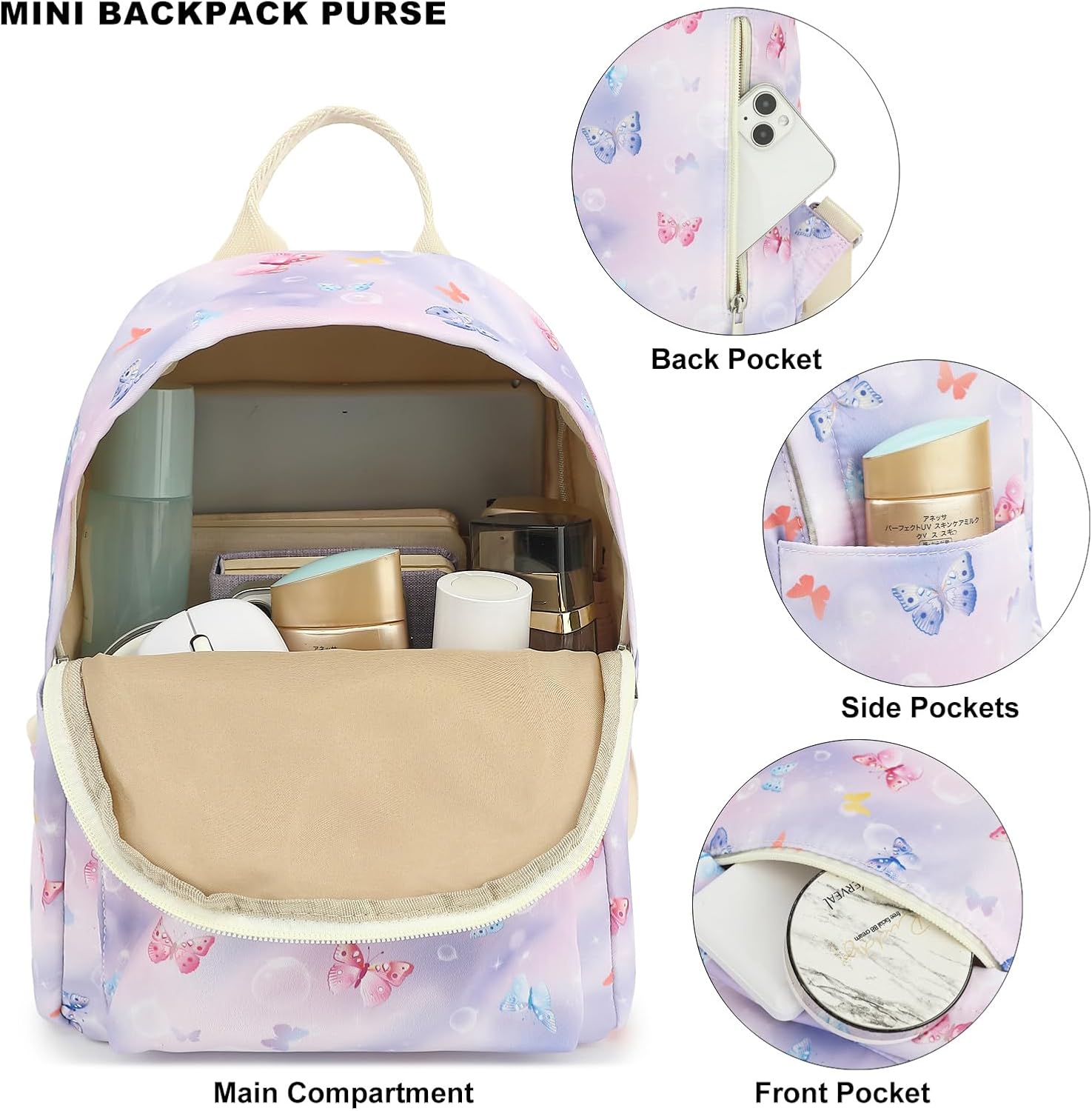Butterfly Mini Backpack Women Girls, Small Backpack Purse for Adults Teens Kids School Travel - Image 2