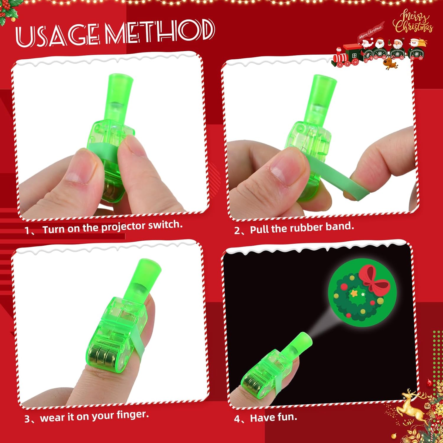 Christmas Party Favors for Kids, 36pcs Christmas Finger Lights Toys for Kids Boys Girls Classroom Rewards Xmas Sock Filler Gifts