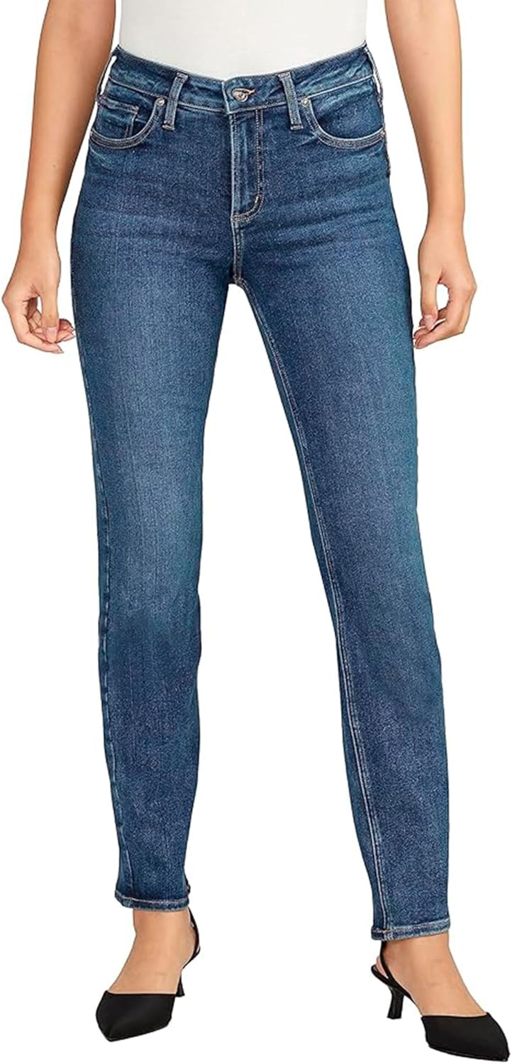 Silver Jeans Co. Women's Infinite Fit Mid Rise Straight Leg Jeans