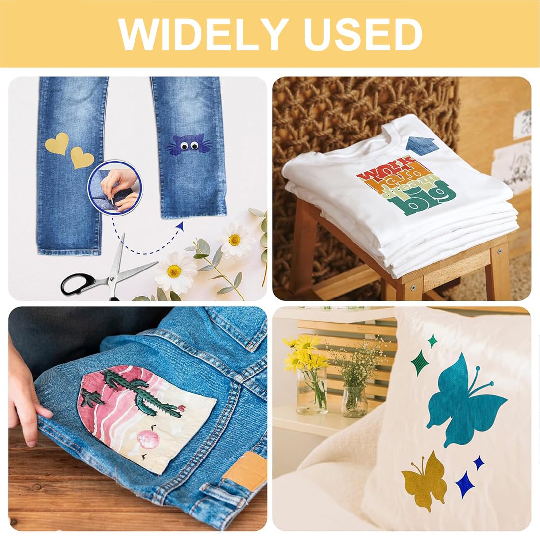 15 Láminas Adhesivas De Doble Cara Para Planchar - 30x20 Cm, Termoadhesivas Para Reparar Ropa Y Manualidades