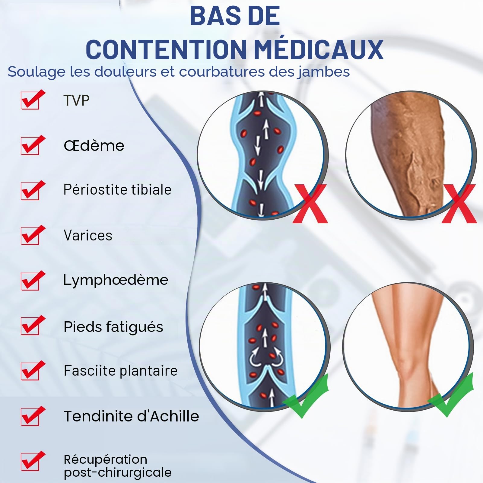 beister Chaussettes de Compression Femme & Homme à bout Fermé Longues, 20-30mmhg Bas de Contention Classe 2 Medicale Soutien Graduel Bas de Compression, Indiqué pour Les varices, l'œdème, Le vol
