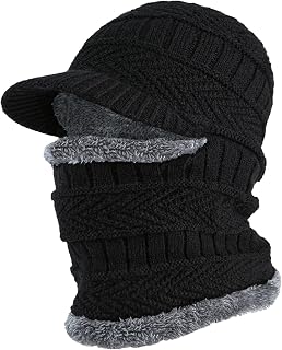 2Pcs Winter Knit Beanie Balaclava Hat Anti-Slip Touch Screen Mittens Set Thermal Ski Mask Cap Unisex for Womens Mens