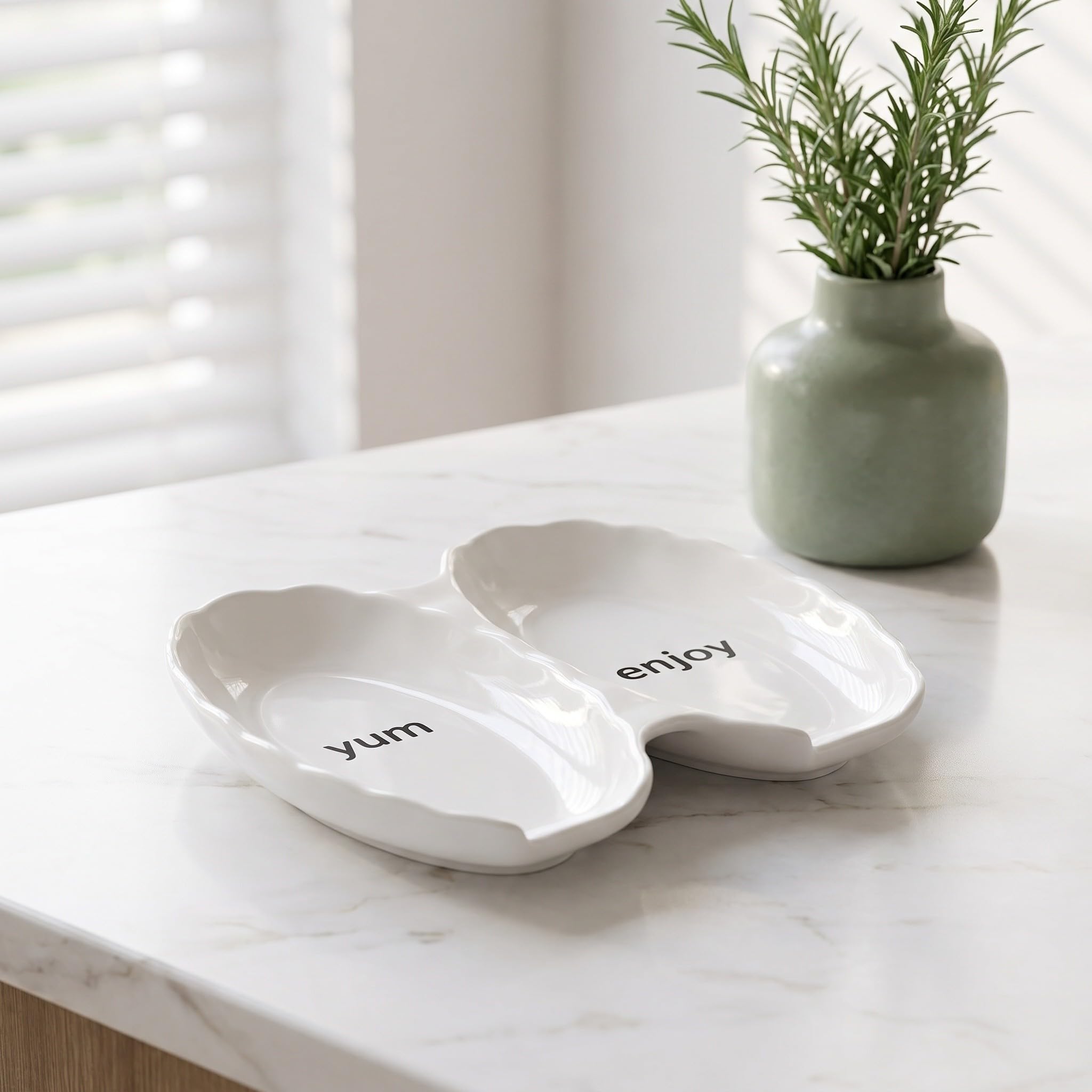 TOYANDONA 4 ceramiczne podstawki pod łyżki z 2 otworami do blatu kuchennego