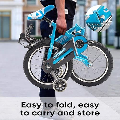 Miniatura 5 de PanAme Bicicleta plegable para niños de 141618 pulgadas con ruedas de entrenamiento intermitentes, regalos para niños y niñas de 3 a 9 años,