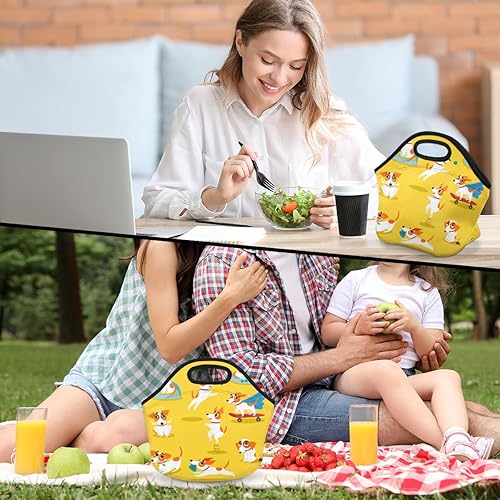 Miniatura 7 de Bonita bolsa de almuerzo de neopreno con diseño de dibujos animados para perros, reutilizable, aislada, suave, ligera, bolsa de almuerzo para