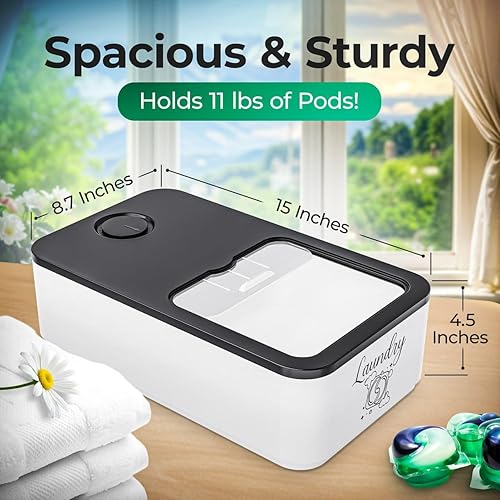 Miniatura 9 de Skywin - Paquete de 2 recipientes para cápsulas de lavandería con tapa deslizante (gris), soporte para cápsulas de lavandería de 15 x 8.7 x 4.5