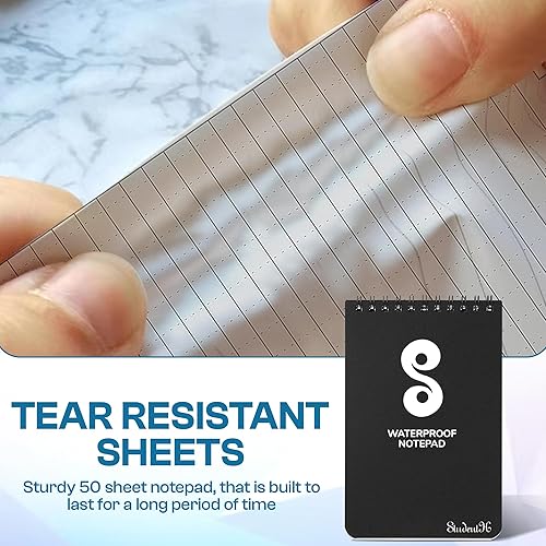 Miniatura 4 de StudentH - Cuaderno impermeable, 4 x 6 pulgadas, bloc de notas en espiral superior para todo tipo de clima, 50 hojas, cubierta negra, cuaderno de