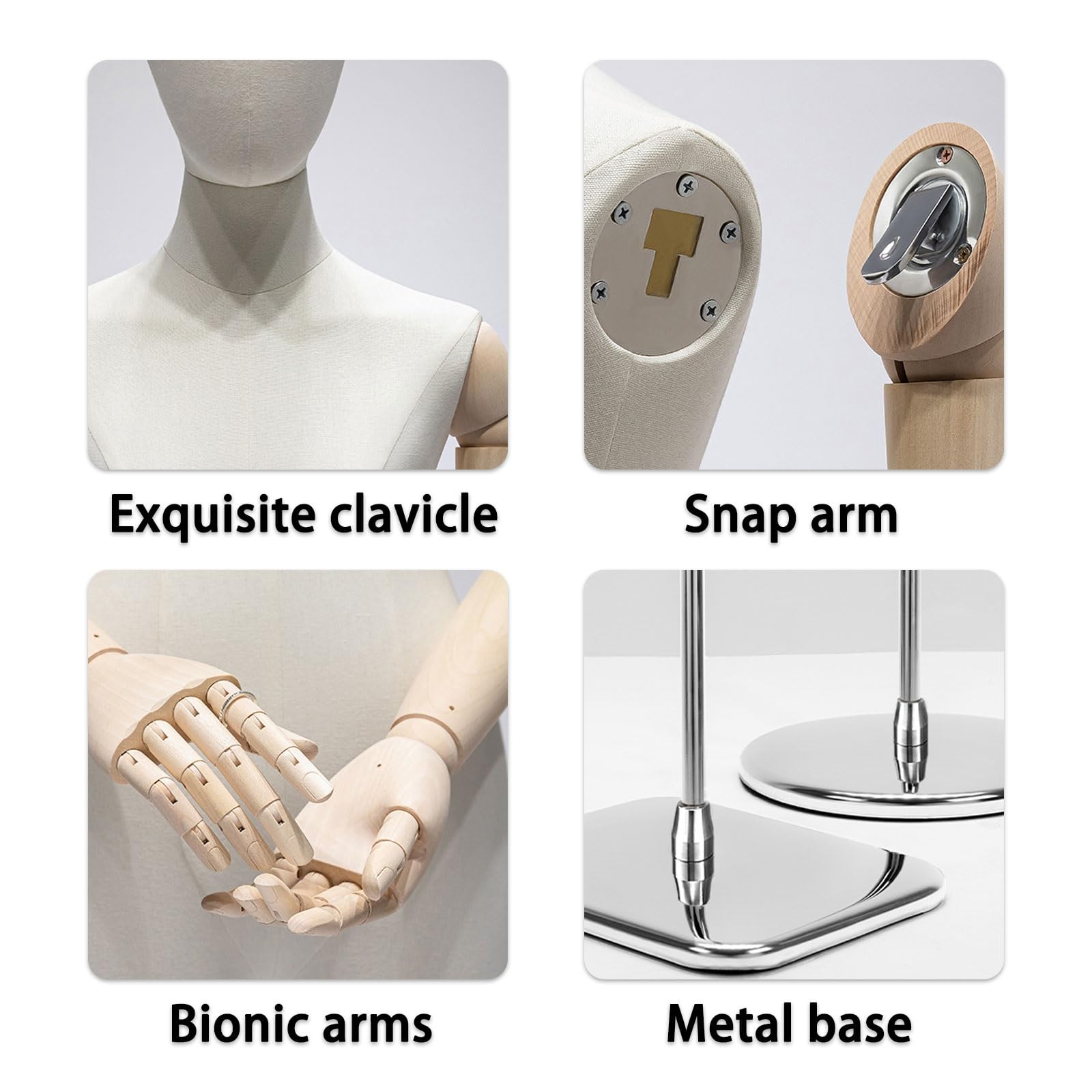 Maniqui Mujer Busto con Cabeza Emparejado con Una Delicada Clavícula, USA Metal para Construir La Base, Maniquí Costura para Ropa, Vestidos, Joyas, Exhibición de Costura (Size : Black Rectangle)