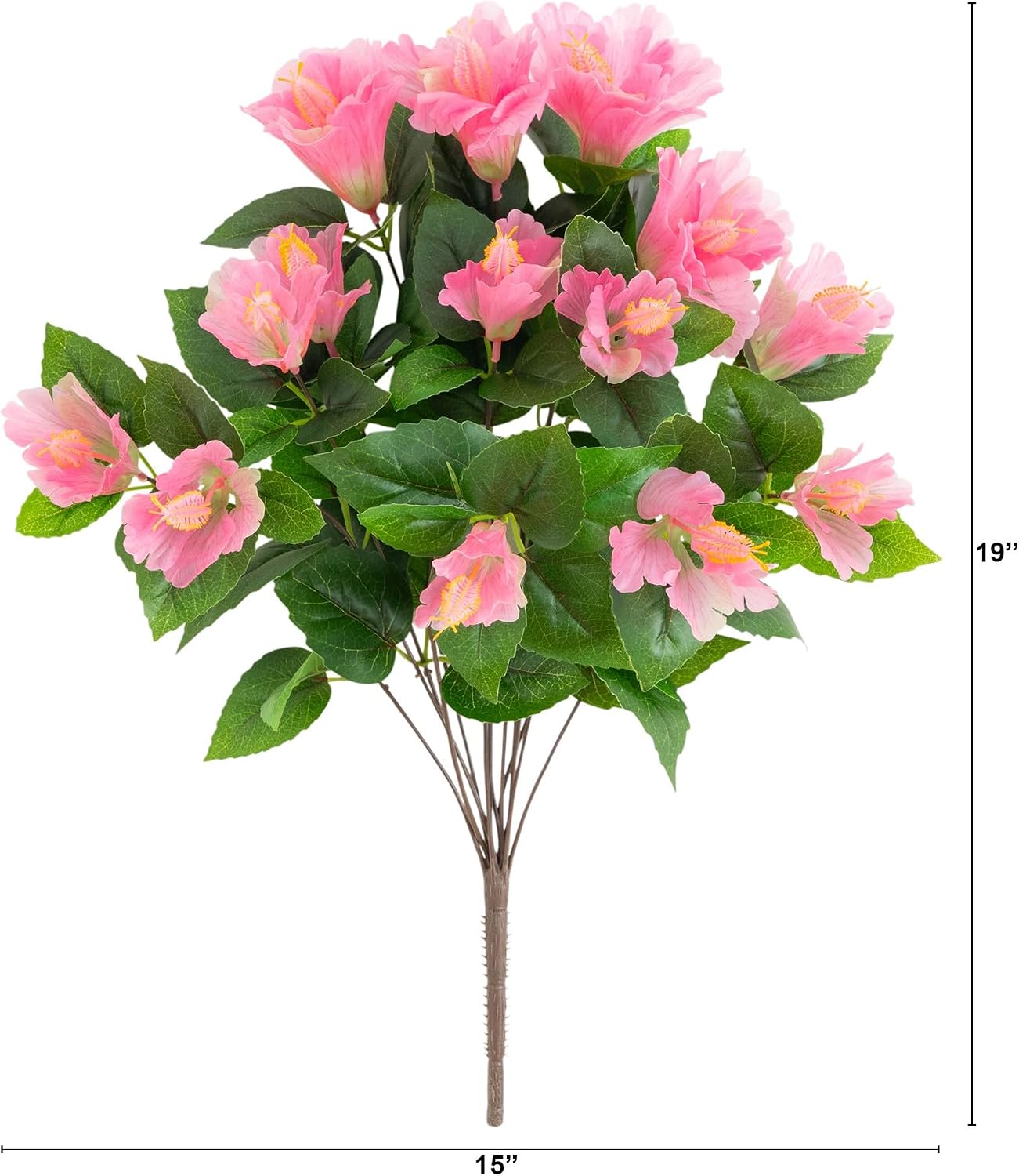 Nearly Natural 19in. UV Resistant Artificial Hibiscus Bush (Indoor/Outdoor) - Set of 3