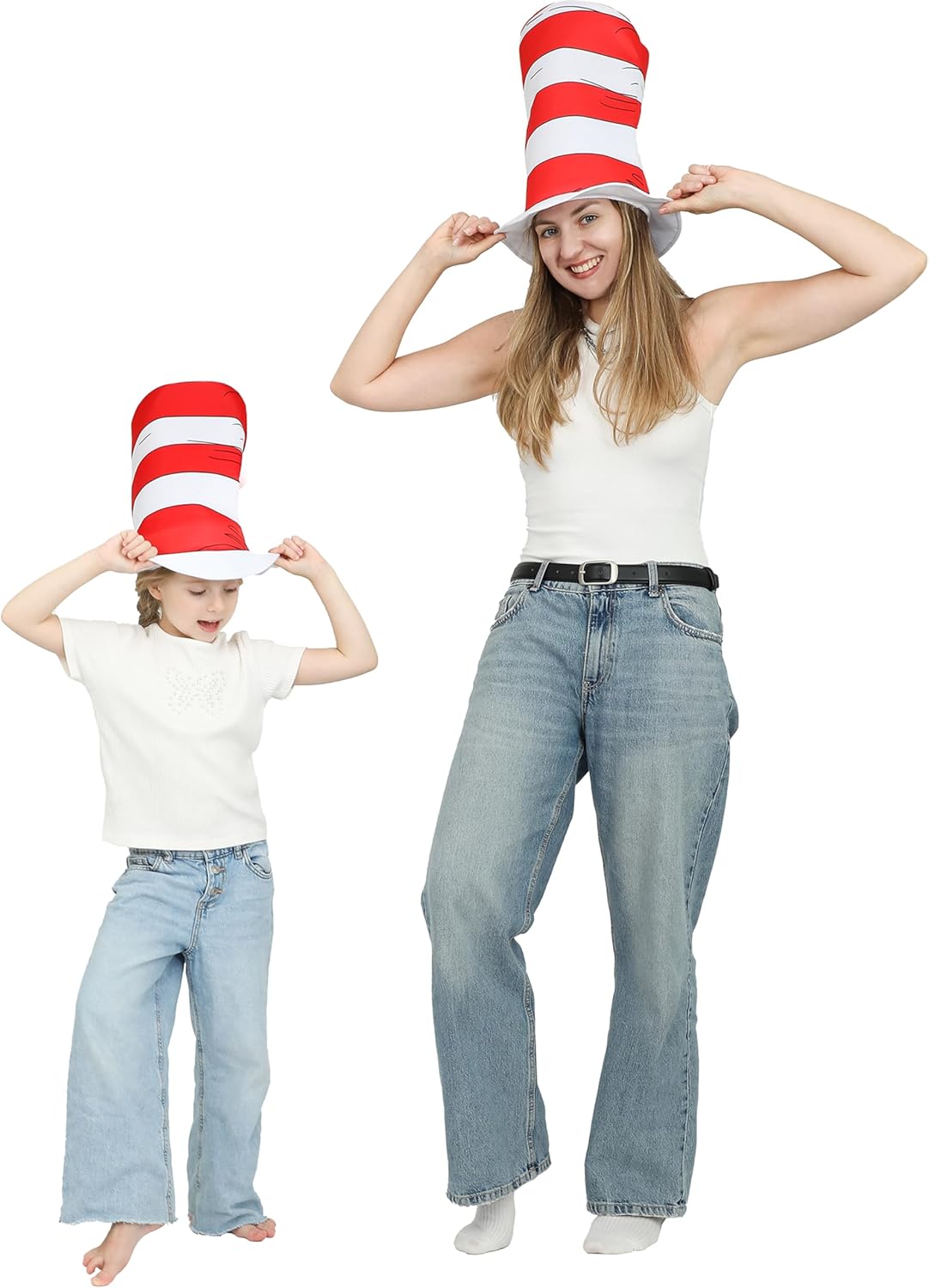 Leadtex Red &White Striped Stovepipe Top Hat Halloween Cat Cosplay Costume Accessories and Headwear. - Image 4