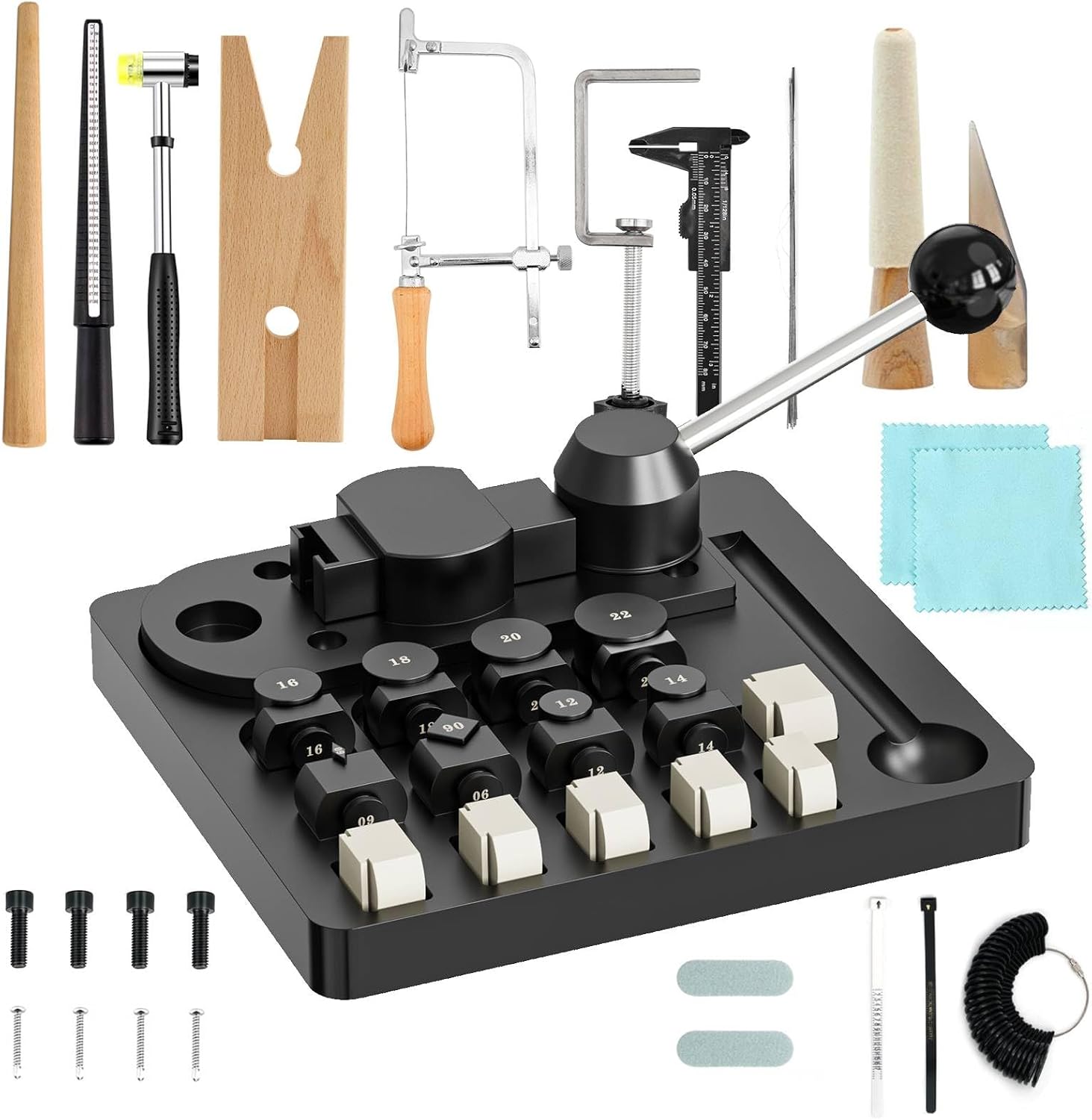 Ring Bender Tool Rings Bending, Spoon Rings Maker Machine Jewelry Making Kit with Nylon Dies Earring Ring Bender Machine Sizer Measuring Tool Jewelry Making Tool