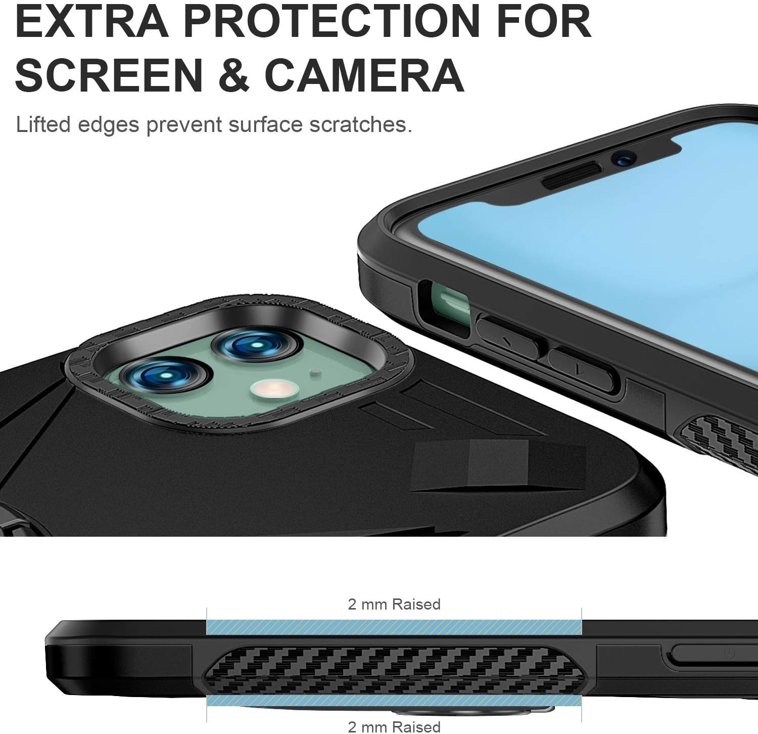 Charlam Compatible with iPhone 11 Case Durable Shock Absorption Anti-Scratch Protective Case Cover with Built-in Larger Holder Kickstand Designed for iPhone 11 6.1" 2019, Black