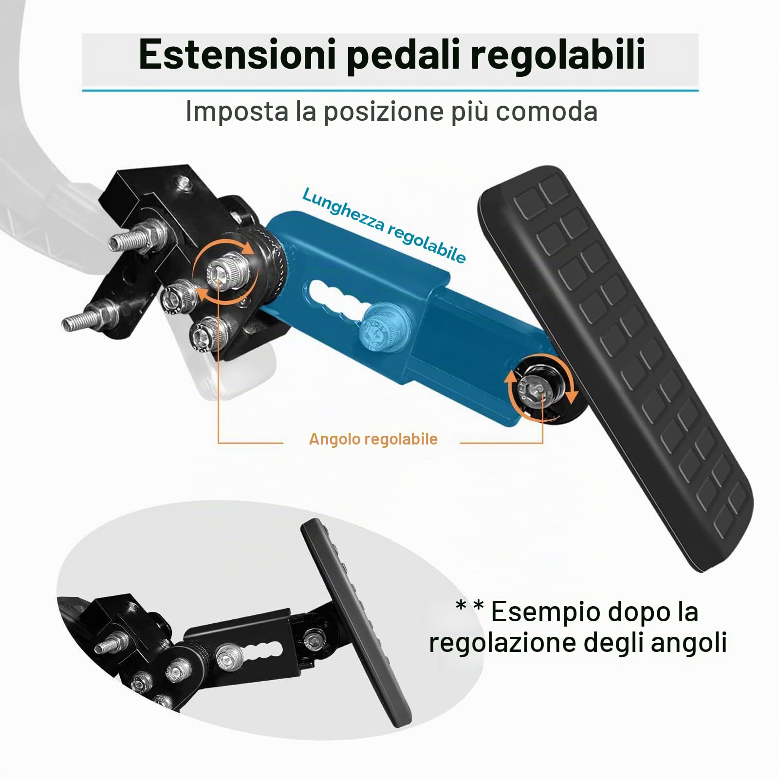 Estensori per pedali antiscivolo per veicoli auto adatti per freno e acceleratore per conducenti bassi con lunghezza e angoli regolabili