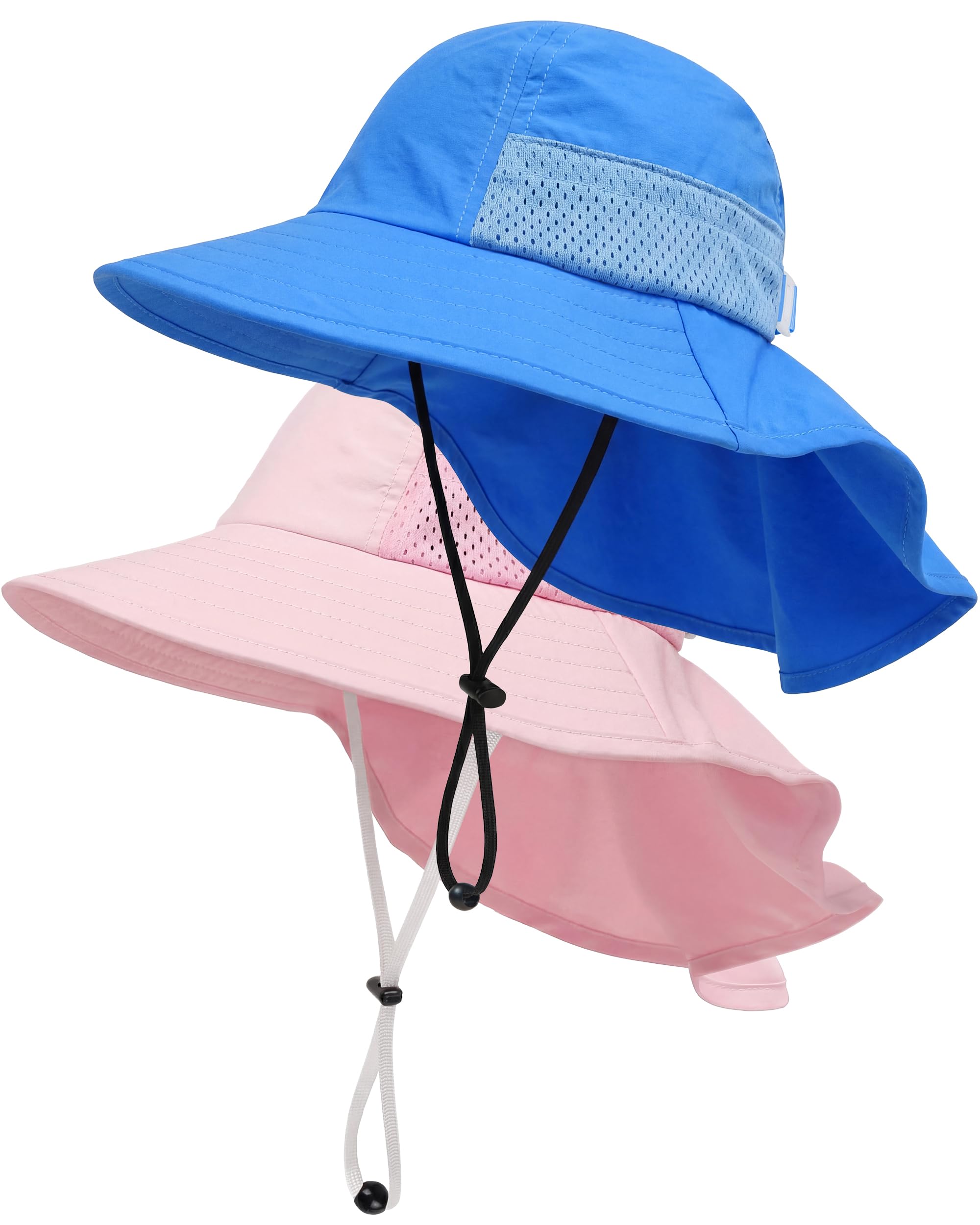 Toddler Baby Sun Hat Kids Summer Beach Essentials Adjustable Beach Hats with Bucket Wide Brim for Boys Girls Age 0-14 Years