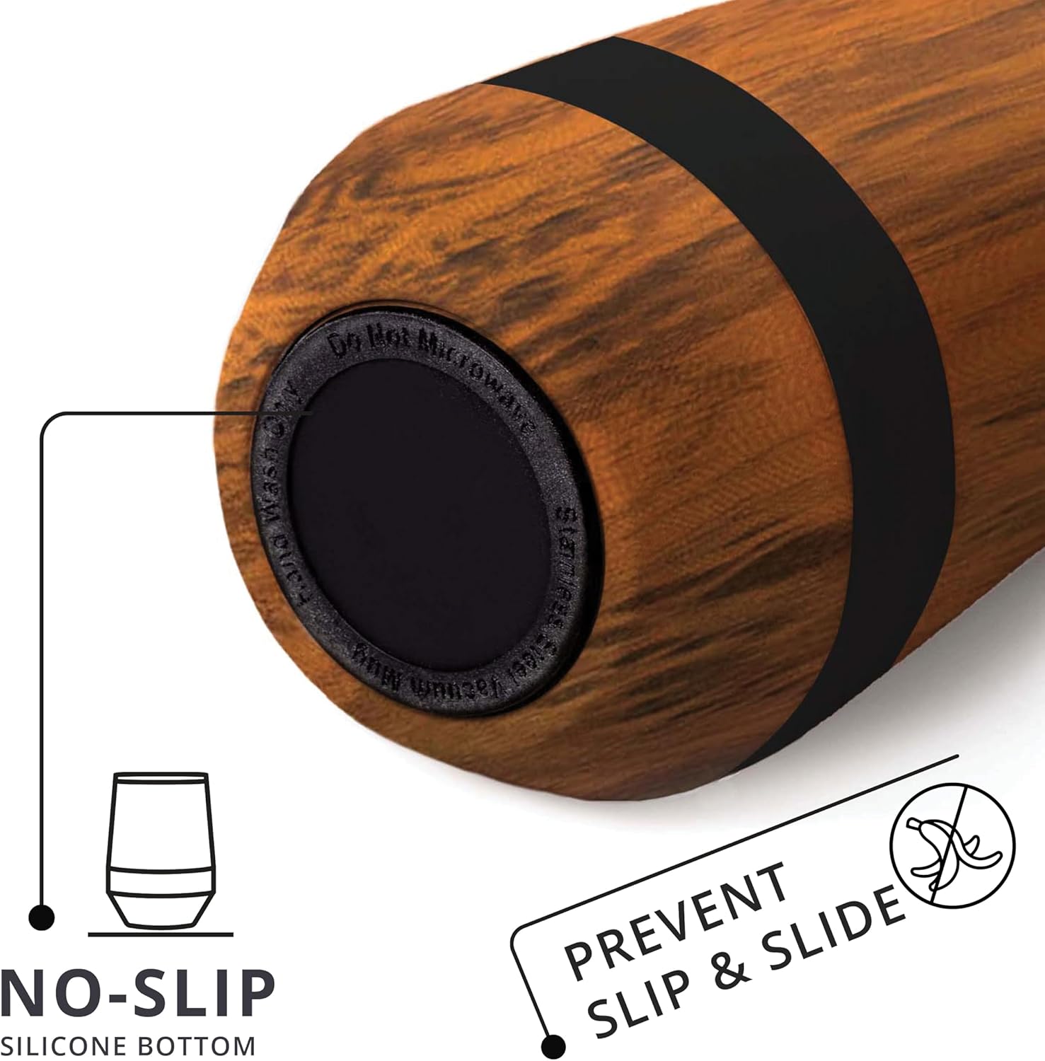 Elemental Recess Wine Tumbler - Triple Wall Insulated Stainless Steel Coffee Mug for Hot & Cold Drinks - Portable Cup with Shatterproof Sip Lid for Camping, Outdoor & Travel - 10oz - Teak Wood - Image 6