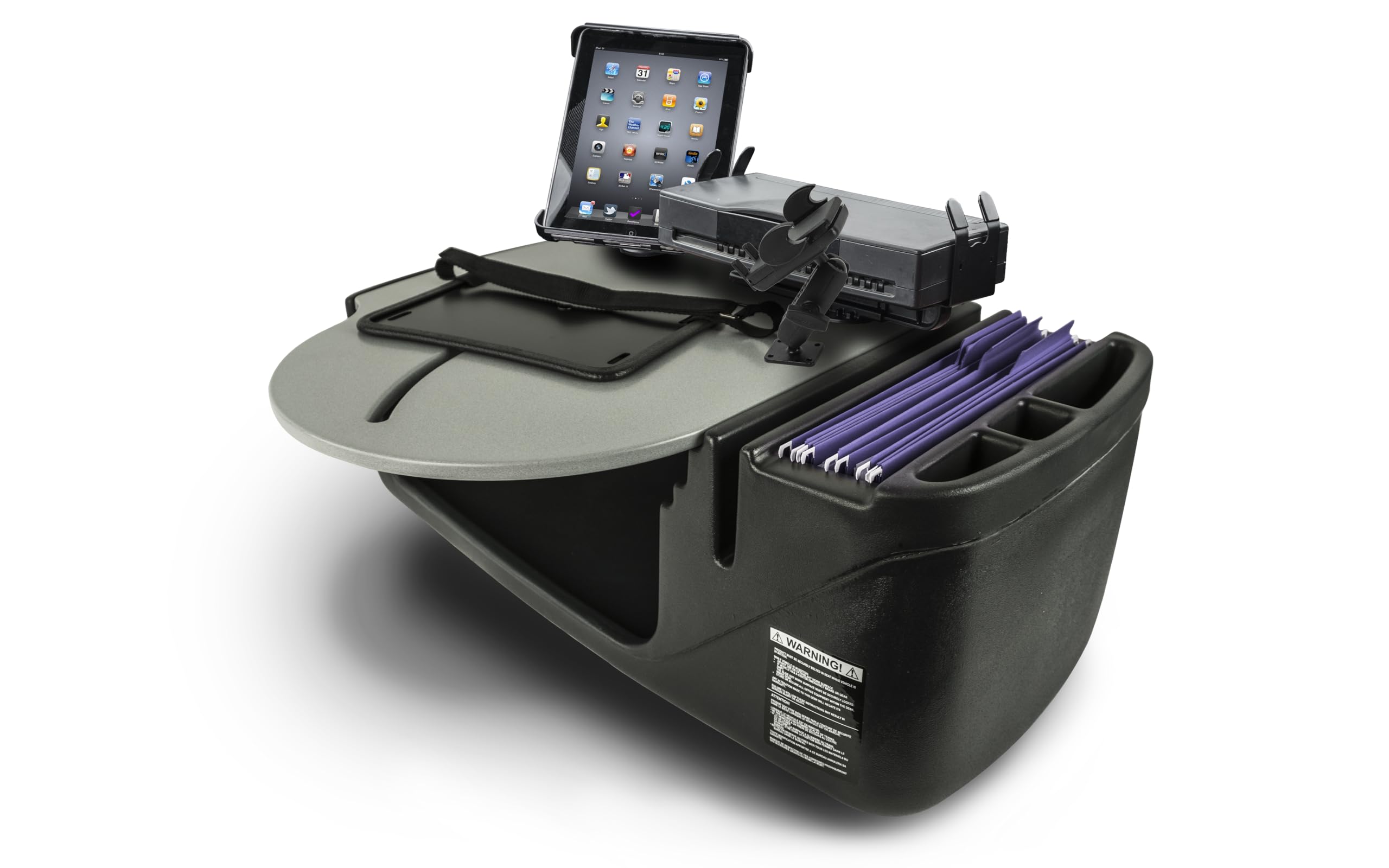 AutoExec AE-RMCD-PM-TAB-PS-GT Roadmaster Car Desk for Your Vehicle Workstation and Mobile Office, with Phone Mount, Tablet Mount and Printer Stand