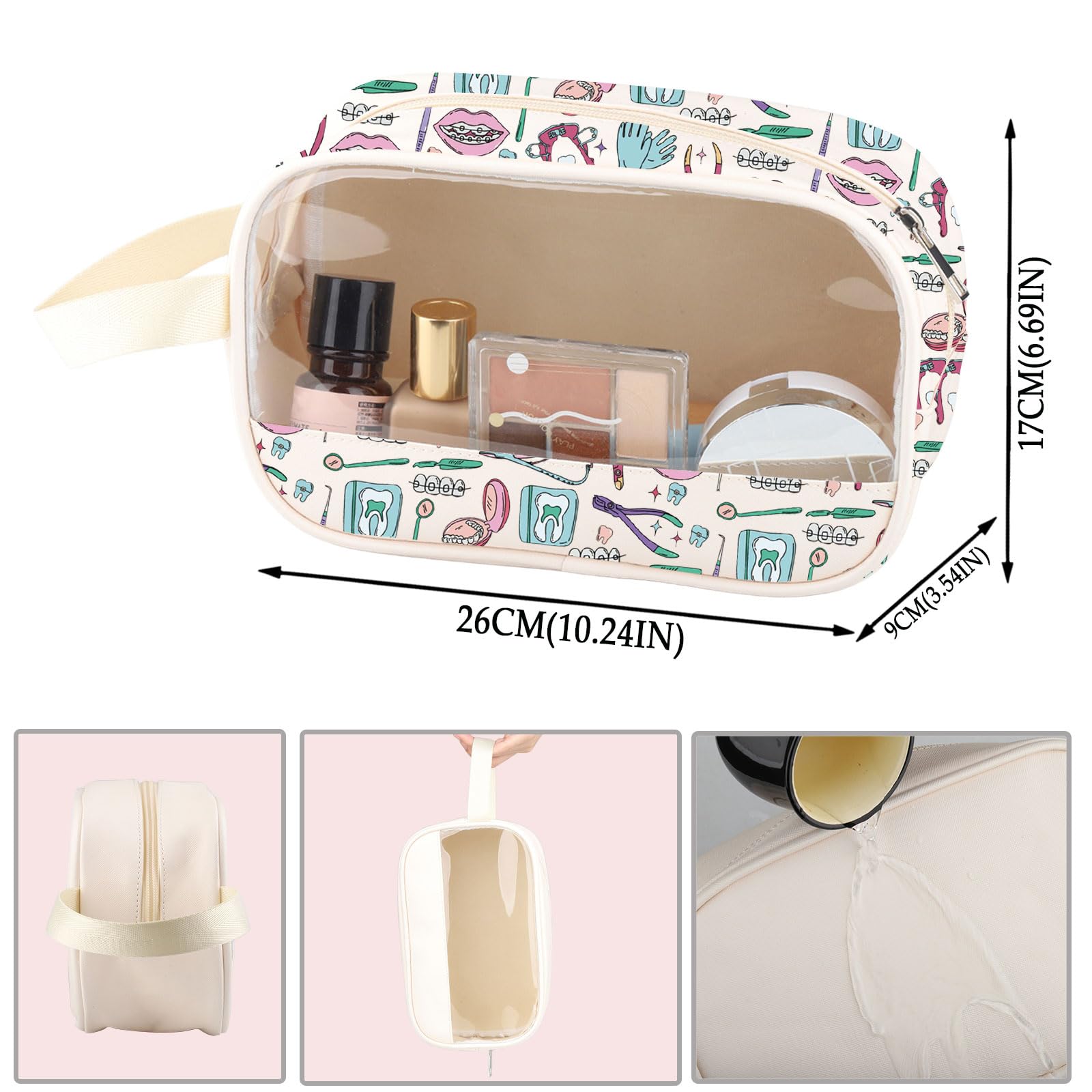 Bolsa de maquillaje transparente para dentista, ortodoncista, regalo de agradecimiento para ortodoncista, bolsa de cosméticos de piel sintética, Keep It Pu, No