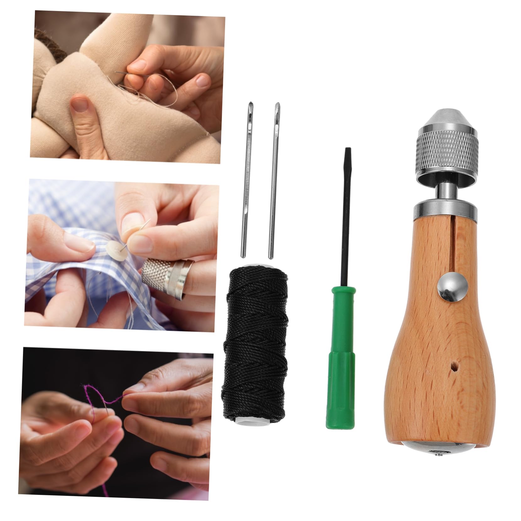 DOITOOL 3 Juegos Kit de Herramientas de Costura de Punzón de Agujas y Curvas para Proyectos de Bricolaje Cuero
