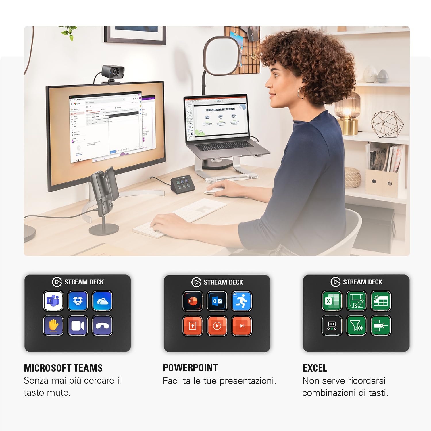 Elgato Stream Deck Mini: controlla Zoom, Teams, PowerPoint, MS Office e altro, aumenta la produttività integrando app quotidiane, configura facilmente abbreviazioni, compatibile con Mac e PC