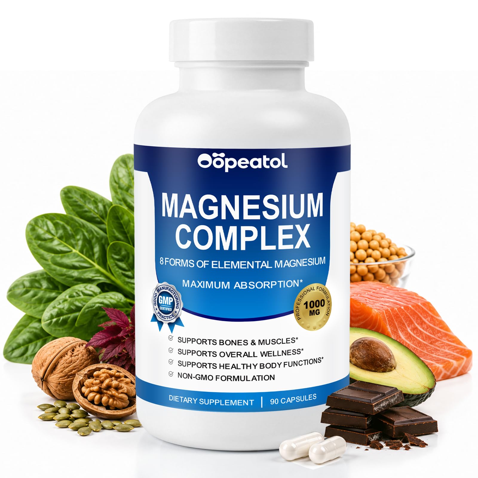 8 in 1 Magnesium Complex 1000mg for Women and Men Highly Absorbable NSF GMP