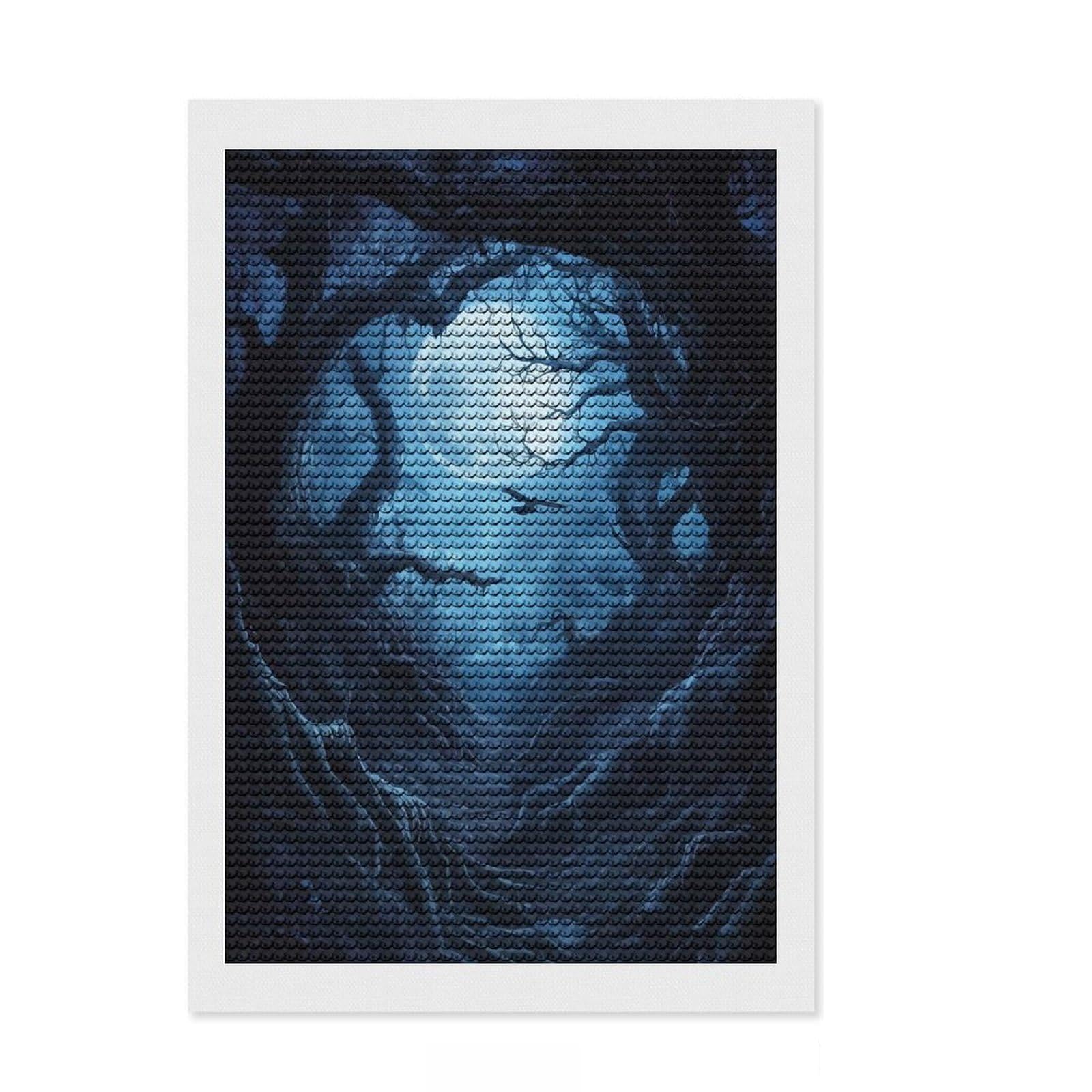Junmoney Dark Forest Moon Full Drill Diamond Painting Kit 8"x12", Office Decor, for Beginners, Full Kit Included, Christmas Gift