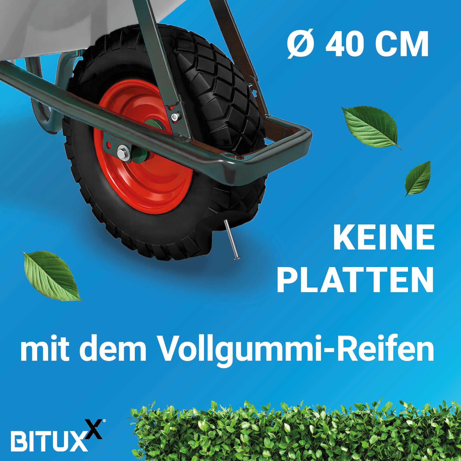 BITUXX® Schubkarre 100L / 250Kg Schubkarren Scheibtruhe Schiebkarre Bauschubkarre Verzinkt mit PU Rad 4.80/4.00-8 mit Achse(Schwarz)