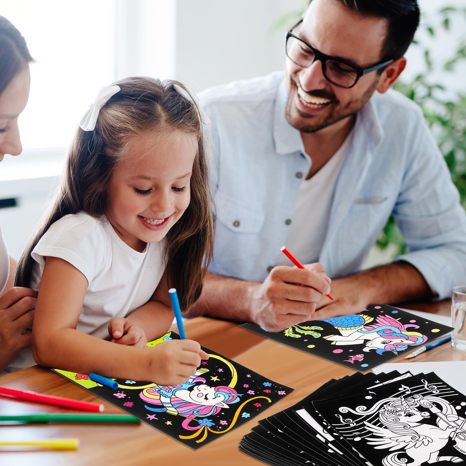 Zhanmai Lot de 24 Affiches à Colorier en Velours Licorne pour Enfants