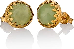 Exquisite Green and Gold Crown Stud Earrings