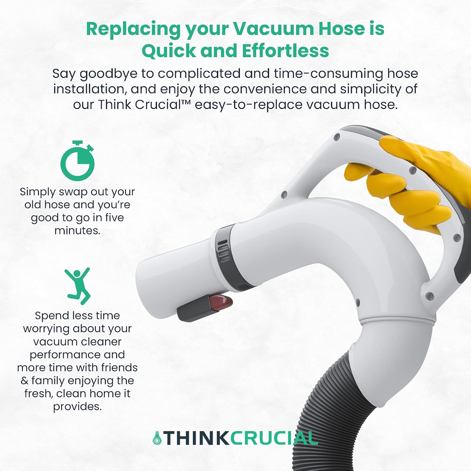 THINK CRUCIAL Replacement Vacuum Hose & Handle Compatible with Shark Part # 153FFJ Fit Model NV355, NV356, NV357, NV356e NV370 for Cleaning (Pack 1)