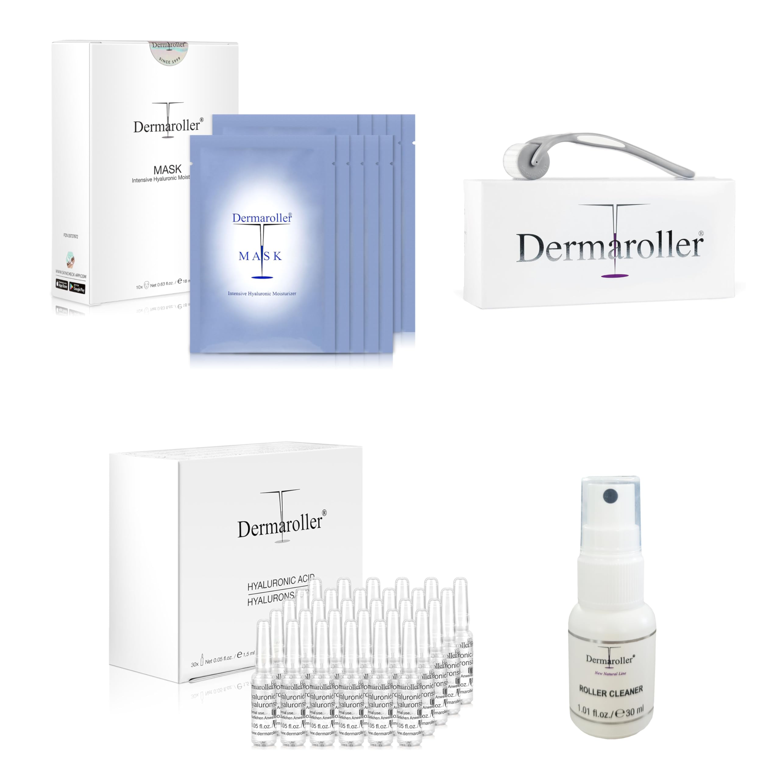 Dermaroller Silk Face Masks 1 Pack 10pc with 30 Ampoules Cleaner - Lunar New Year Set - LUNAR-SET