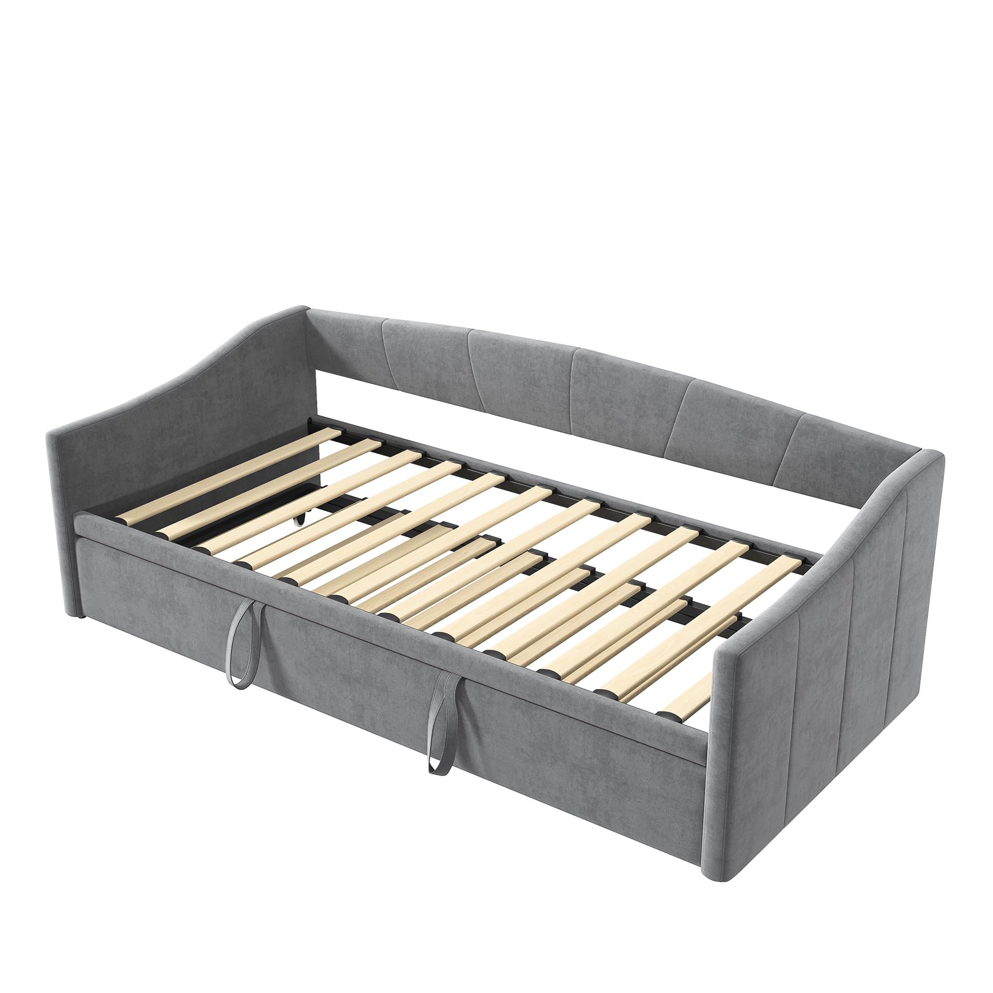 Divano letto convertibile con letto estraibile, 90 x 200 cm, letto panca a 3 posti letto matrimoniale vellutato, telaio letto divano allungabile con rete a doghe, (senza materasso)
