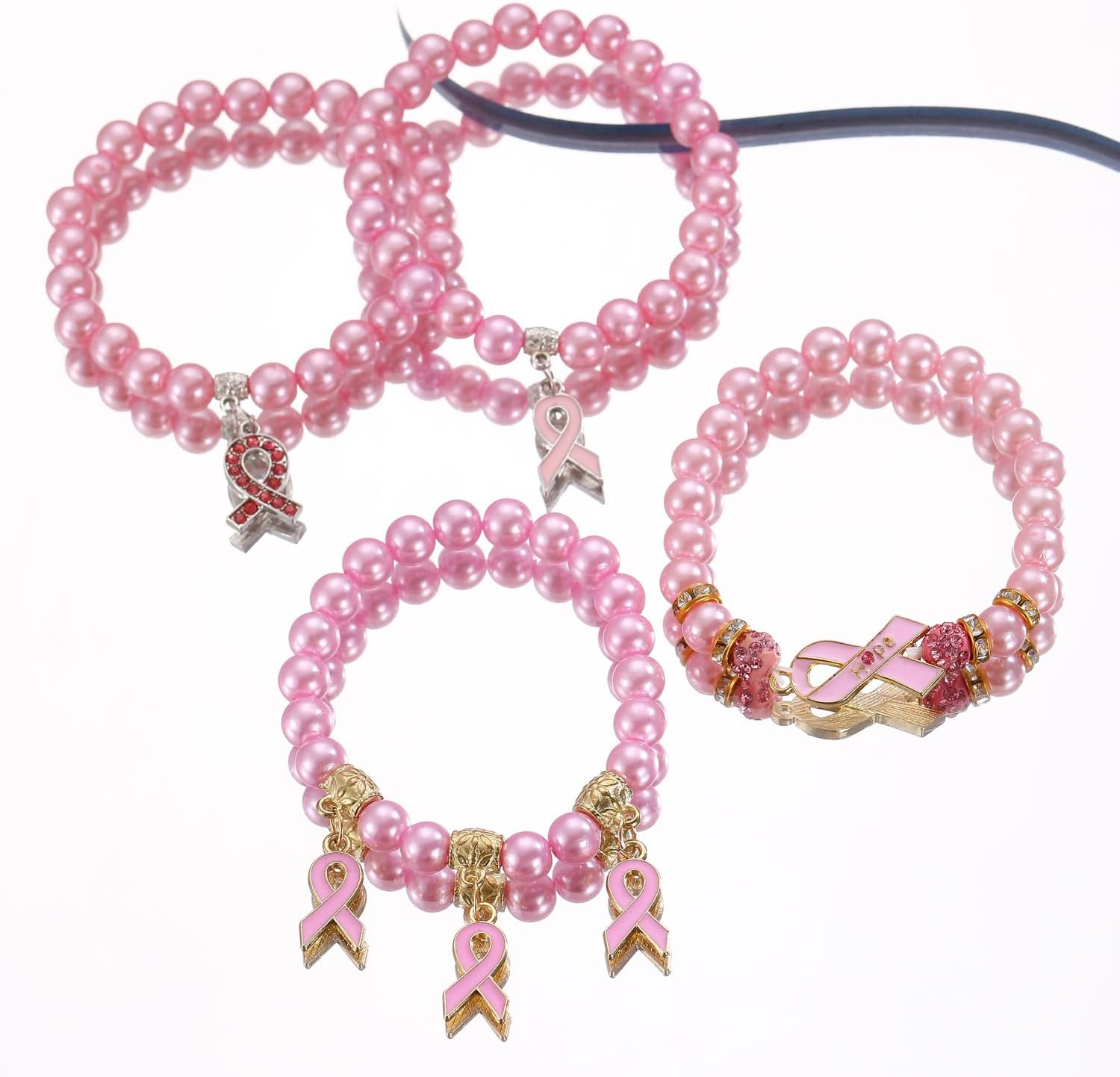 Fuqimanman2020 Breast Cancer Bracelets Pink Ribbon Inspirational Awareness Encouragement Bracelet Set Jewelry Gift - Image 5