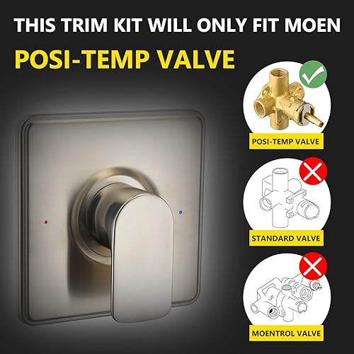 Miniatura 2 de Kit de molduras de ducha, compatible con válvula Moen Posi-Temp, níquel cepillado