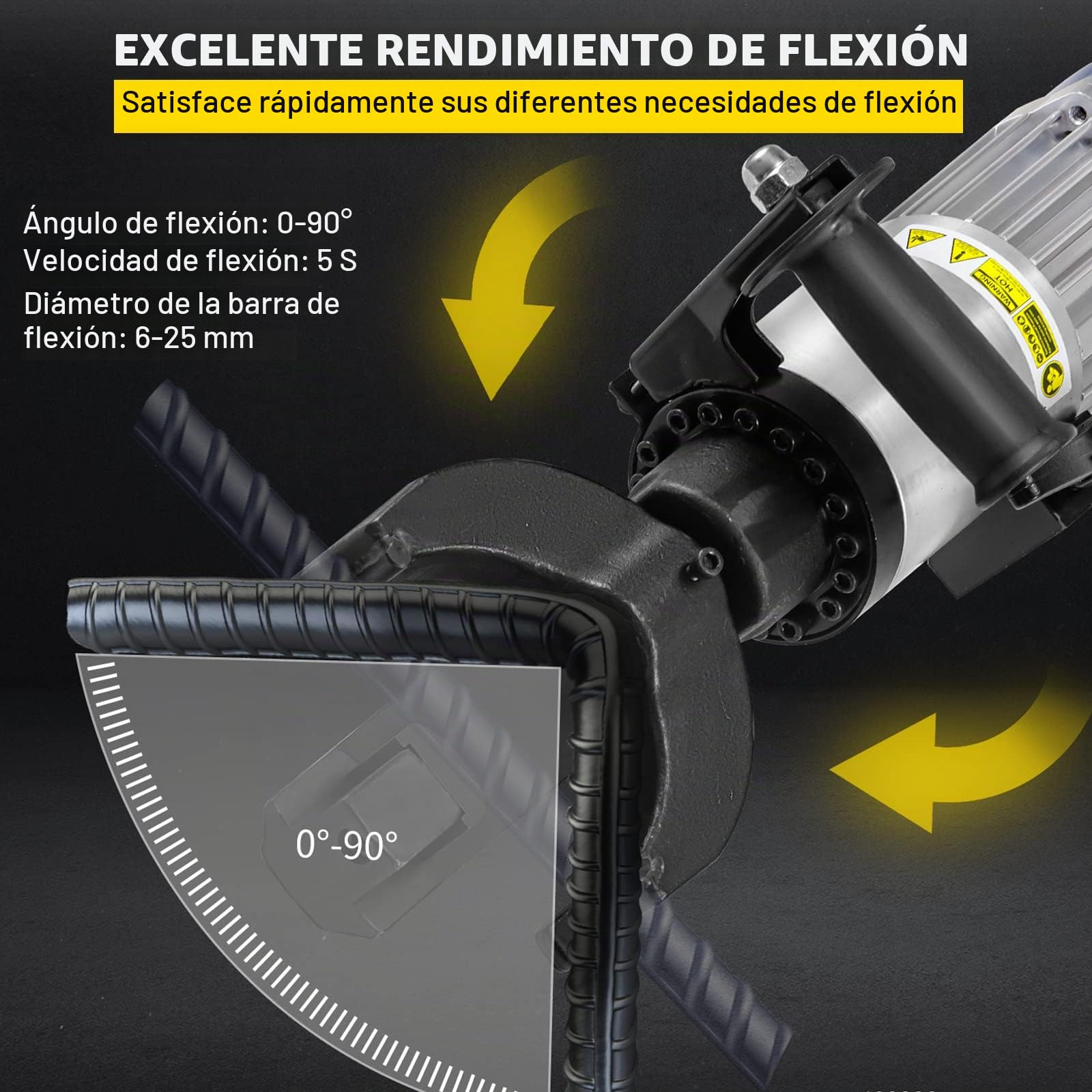VEVOR Dobladora de Varillas de Refuerzo Hidráulica Eléctrica, 1500 W, hasta 10-25 mm en 4 Segundos, Acero de Alta Potencia con Caja de Herramientas y Lata de Aceite, Negro y Rojo, 560 x 170 x 220 mm