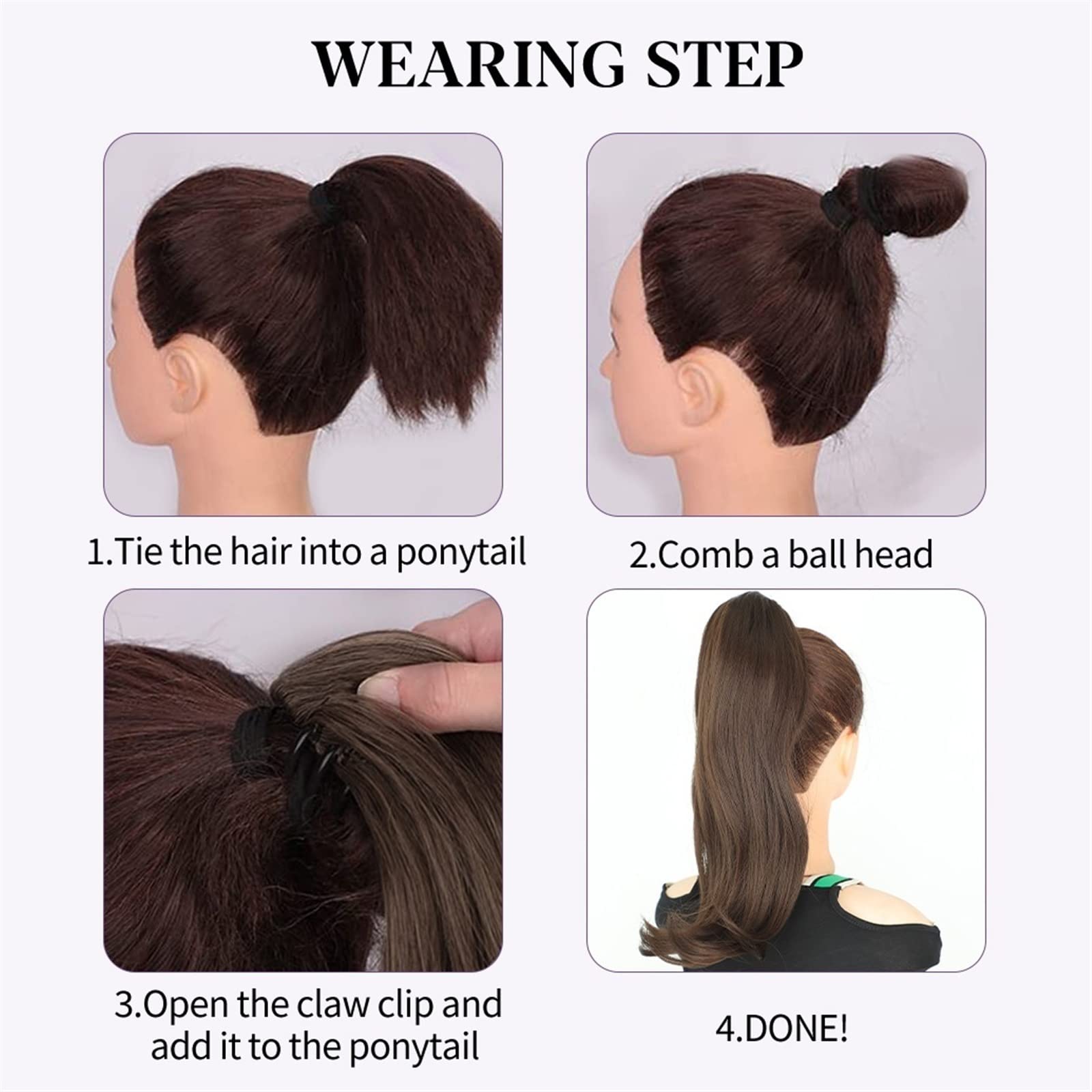 Chignon per Capelli Clip di estensione dei capelli della coda di cavallo sintetica lunga 16" Clip di artiglio del panino riccio sintetico for l'uso quotidiano delle donne Pezzo di Capelli Disordinato(