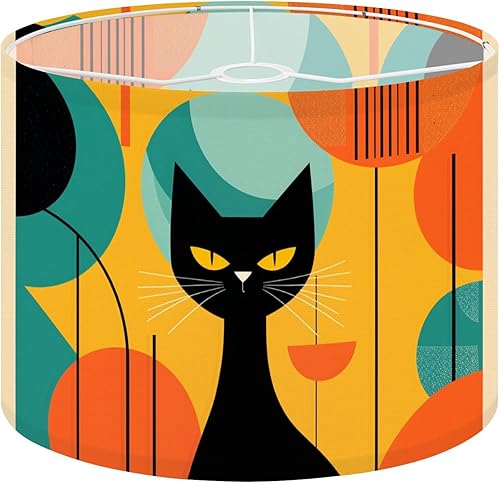 Miniatura 25 de Drum Lamp Shade mid century atom retro 70s vintage Abstract Geometric Circles Lampshade for Floor Lamps Table Lamps Pendant Light 13"x10"