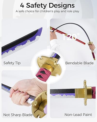 Vista 16 de Cold Blade Toy Sword - 41 inches Toy Katana Replica with Holster Belt and Display Stand - Sword with Authentic Design Shusui
