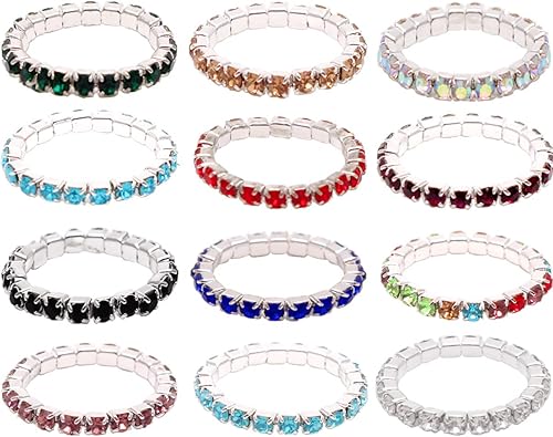 Anillos para dedo del pie elásticos con cristales colores mixtos lote al por mayor de joyería corporal 12 unidades Paquete de 12colores