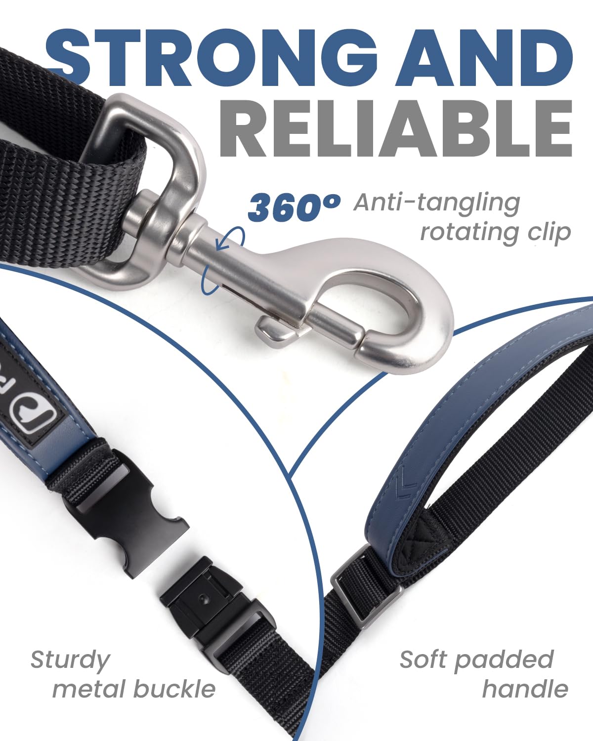 Hands-Free Crossbody Hundeleine, 1,8 m, reflektierend, schwarz, für große Hunde