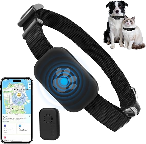 Cat Tracker Collar, Cat Tracker GPS Collar For Small Cats, Dog Tracker with No Monthly Fees, Cat Collar Tracker for Apple Find My, Global Positioning (iOS Only)