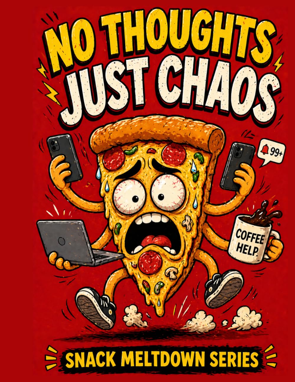 No Thoughts Just Chaos: Bold and Easy Funny Adult Coloring Book for Stress Relief (Snack Meltdown Series): Bold and Easy Pages of Chaotic Food Characters, Overthinking Humor and Total Life Mayhem