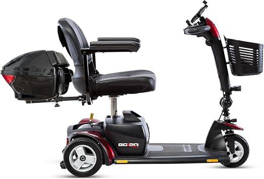 Pride Go Go Sport 3 Wheel Mobility Scooter + Lockable Storage Pod, Rear Basket, Cell Phone Mount, 18 AH Battery, Foldable Seat, 325 Lbs Capacity, Tight Turning Radious,