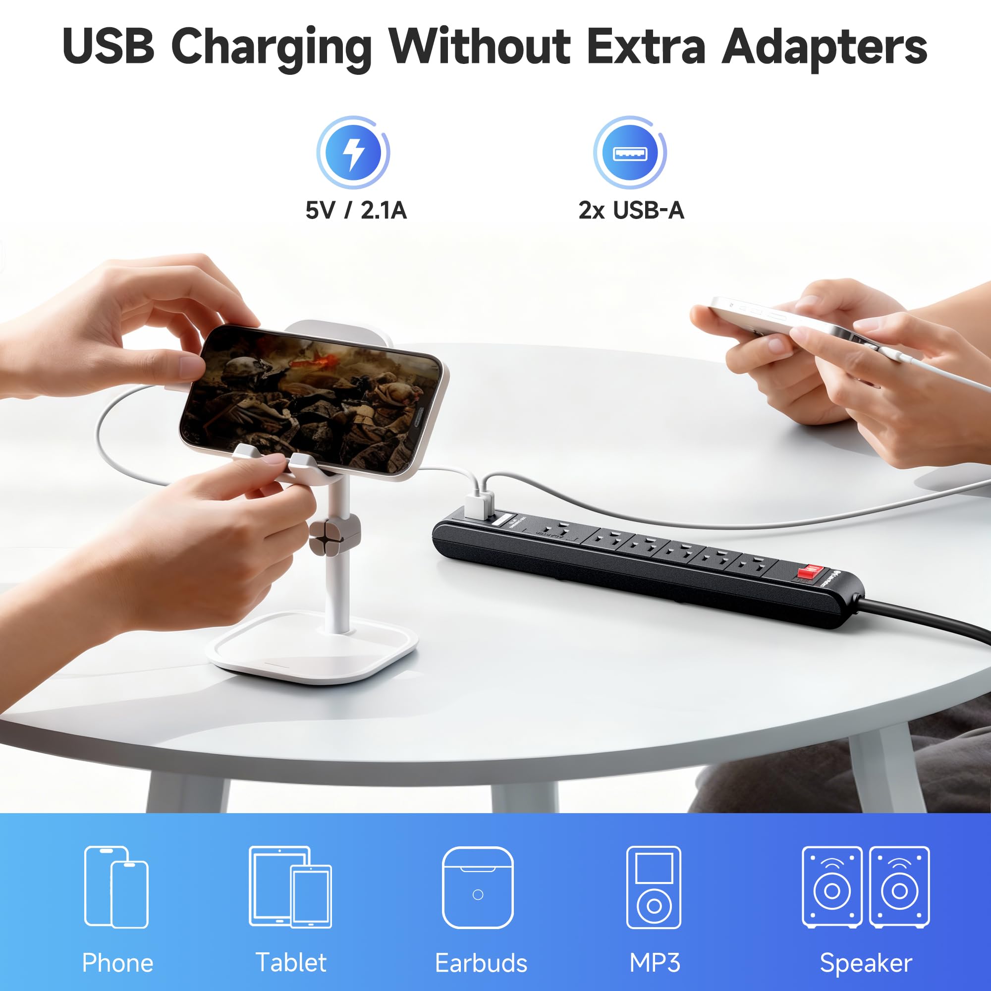[ETL Listed] Cable Matters 2-Pack 6-Outlet Surge Protector, 8ft — Amazon image 3