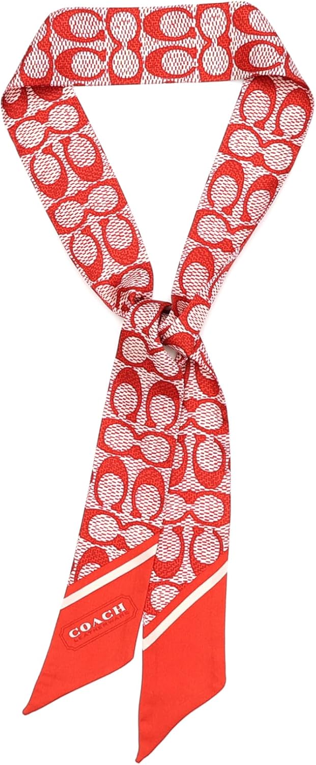 Coach womens vintage signature silk skinny printed scarf