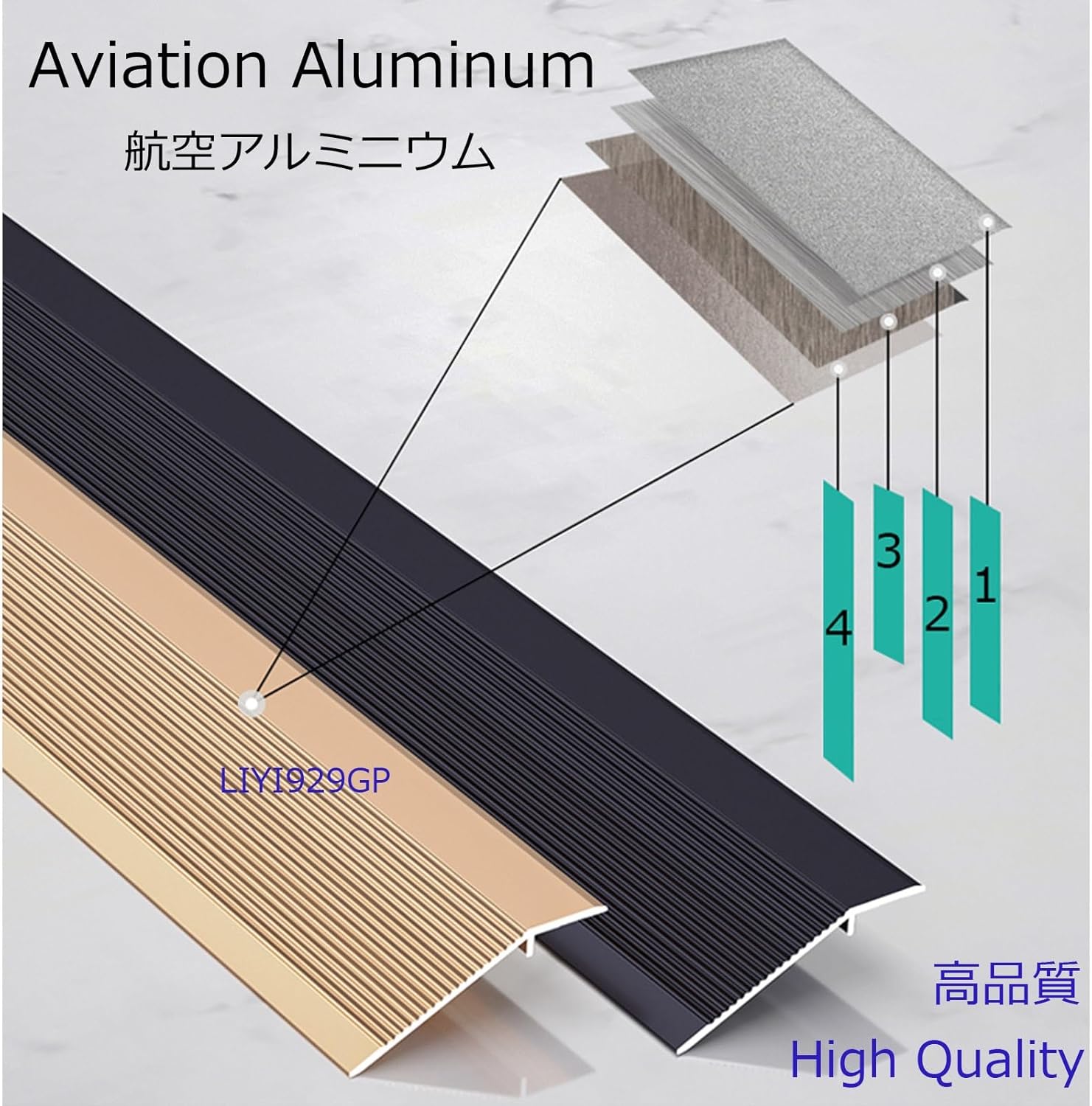 Extra Wide Aluminum Floor Transition Threshold Strip, 2mm Thick Metal Thresholds For Doorways, Black White Gold Overlap Edge Reducer, Edging Trim For Flooring Mats Tiles, Additional Adhesive