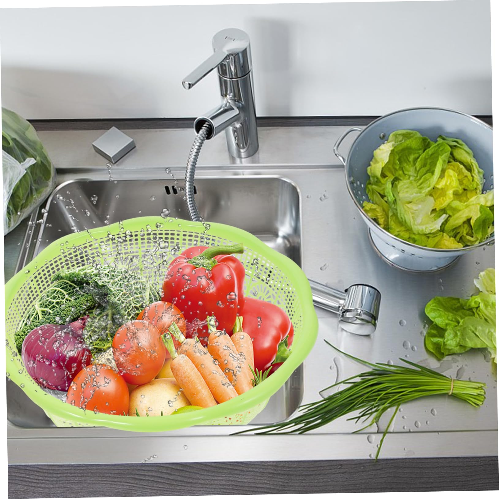 PRETYZOOM 12pezzi Scolapasta Plastica Per Lavare Riso Frutta e Verdura Utensili Multifunzionali Per Cucina Colore Casual