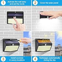 Vista 5 de Luces solares al aire libre, [138 LED/15 paquetes] Luces de pared con sensor de movimiento y seguridad solares con 3 modos de iluminación. Luces