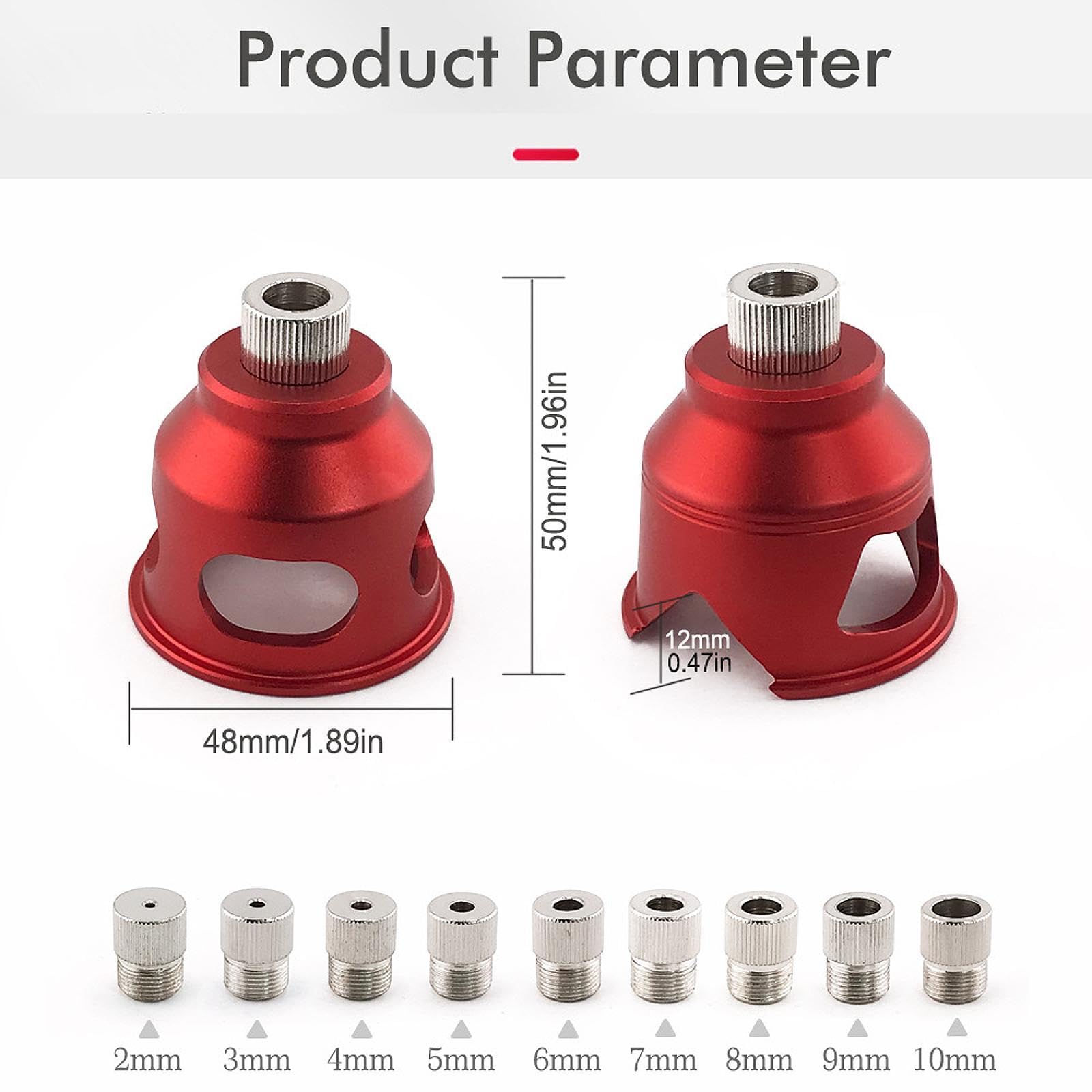 Juego de Guías de Broca Autocentrantes para Perforadora Vertical de 2 a 10 Mm con Casquillos de Broca, Rojo