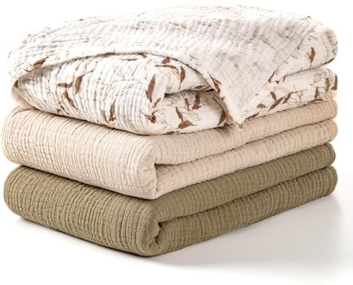 Miniatura 19 de lulumoon Mantas de Muselina para Envolver Bebés: Manta de Recepción Suave para Recién Nacidos - Mantas de Algodón para Envolver Neutrales Paquete de