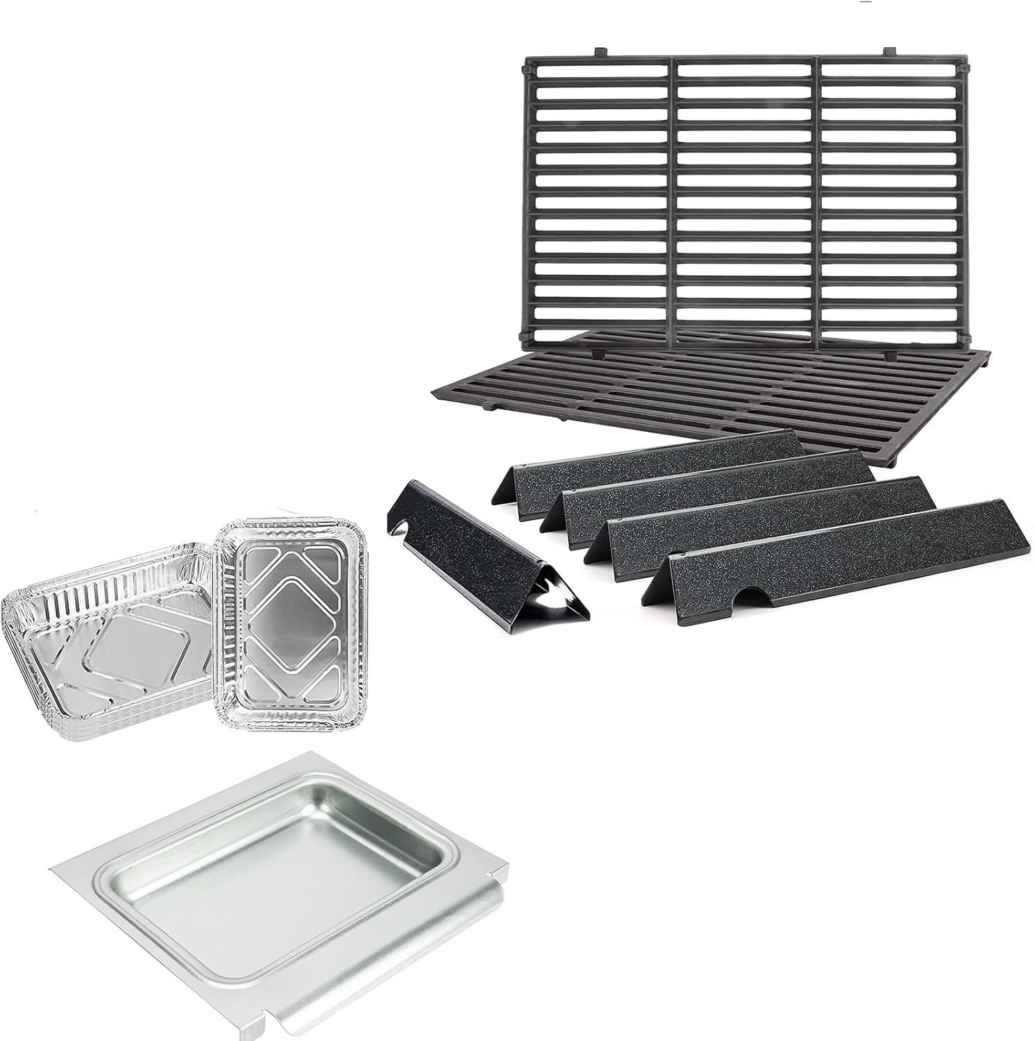 Uniflasy 66032 Flavorizer Bars 66095 Cooking Grates 67047 Catch Pan for Weber Genesis II 300 Series LX 300 (2017 and Newer) Genesis II LX S/E-340 S-310 Replacements for Weber 66032 66095 67095 66795